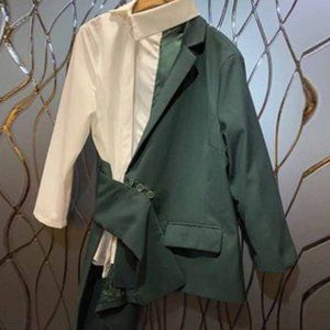 Personality irregular color matching suit coat